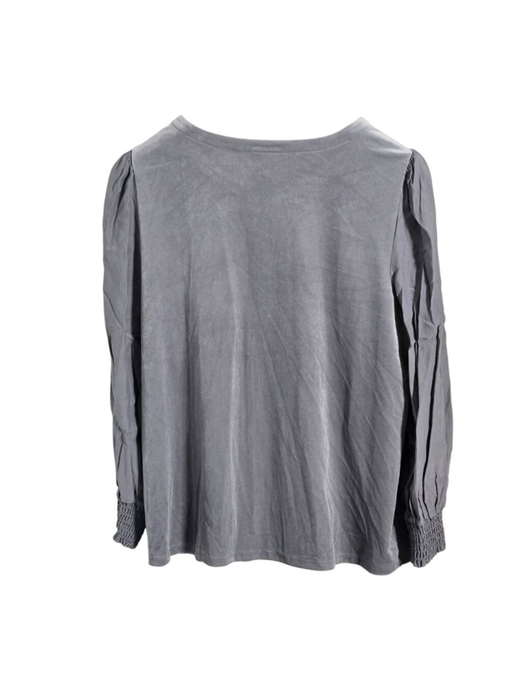 J Jill XL Gray Media Blouse Puff Sleeve Smocked - Picture 3 of 10